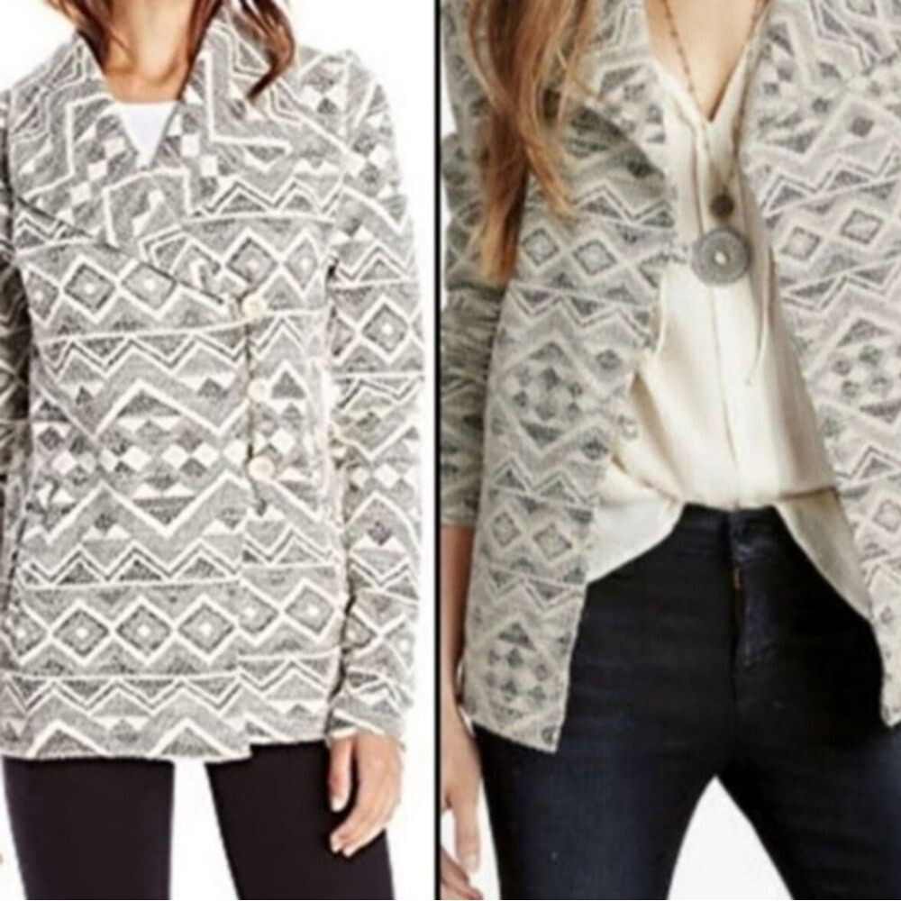 Lucky Brand Asymmetrical Southwest Print Knit Blazer Jacket, Size XS